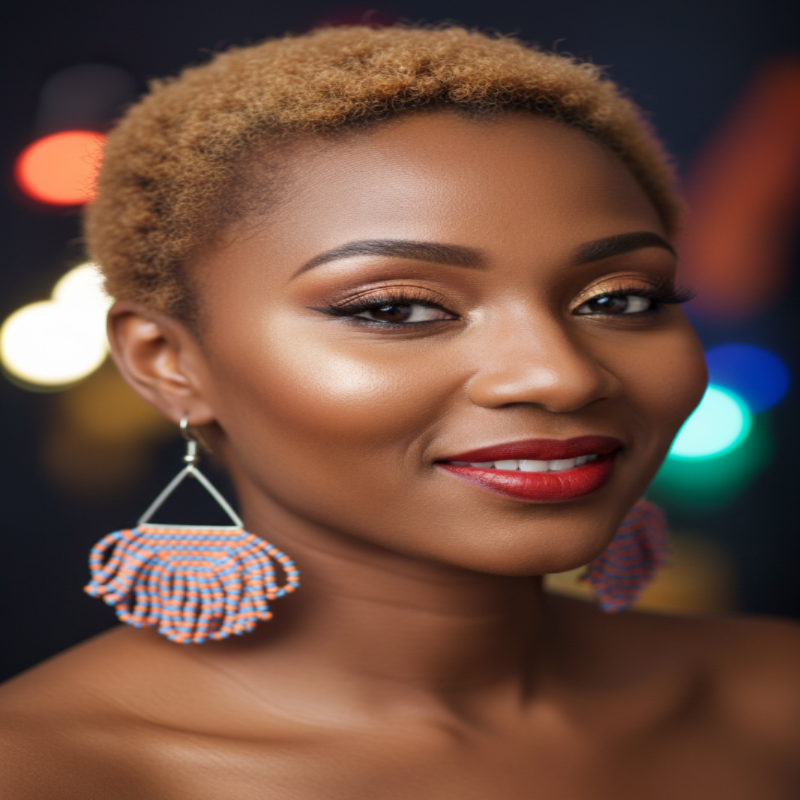 Signal Fan Earrings – Orange & Blue Beaded Statement